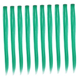 Baluue 10pcs Green Clip-in Hair Extensions Straight Tinsel Hair for Women for Cosplay Parties and Festivals Lightweight Easy to Blend No Chemical Treatment Required