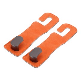 Partuto 2 Pcs Universal Car Seat Headrest Hook for Most Car, SUV, Truck Car Seat Back Organizer Hooks Sturdy Faux Leather Metal Orange 6.3"x1.85"