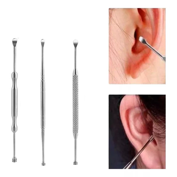 Veraly Set Limpieza Ótica Acero Inoxidable Ecolgico Doble Punta 3pz