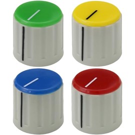 4 Pack Mixed Colour 6mm Round Hole Rotary Control Knobs Grey Body Audio/Guitar/Mixer Knob