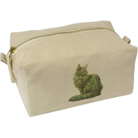 'Green Turkish Angora Cat' Canvas Wash Bag/Makeup Case (CS00040176)