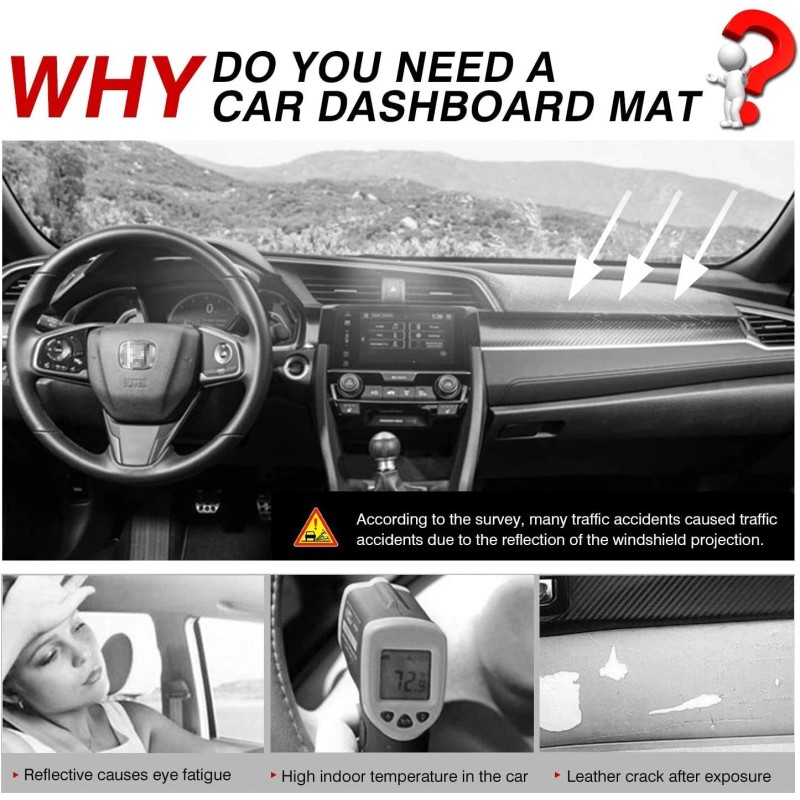 Unbranded Dashboard Cover Dashmat Dash Mat Pad For Honda Civic