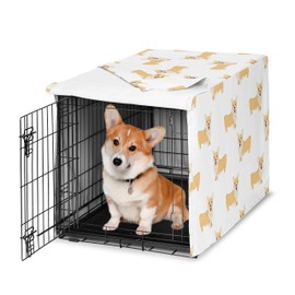 Sweet Jojo Designs 36in. Medium Dog Crate Cover (Corgi) Pet Cage, Kennel Covers (Puppy Dogs, Orange and White, Modern, Dog, Whimsical, Pet, Puppies, Cartoon, Doggy, Minimalist, Welsh Corgis)
