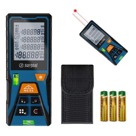 SG SURGOAL Laser Measure with 2 Bubble Levels 328ft Outdoor Digital Laser Measurement Tool Handle Distance Measuring Tape for Area Volume Pythagoras Mode Portable Durable