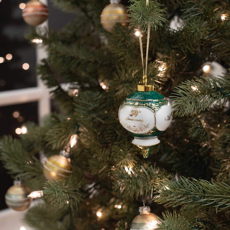 Happy 50th Wedding Anniversary Jewel Victorian 11cm Ball Hanging Ornament