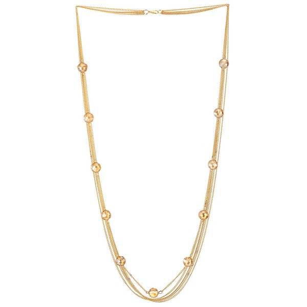COOLSTEELANDBEYOND Statement Pendant Multi-Strand Long Chain with Faceted Crystal Ball