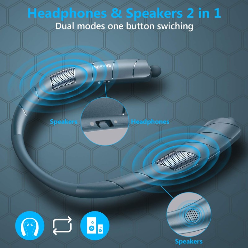 Gardway Bluetooth Headphones Speaker 2 in 1，Neckband Bluetooth Headphones with