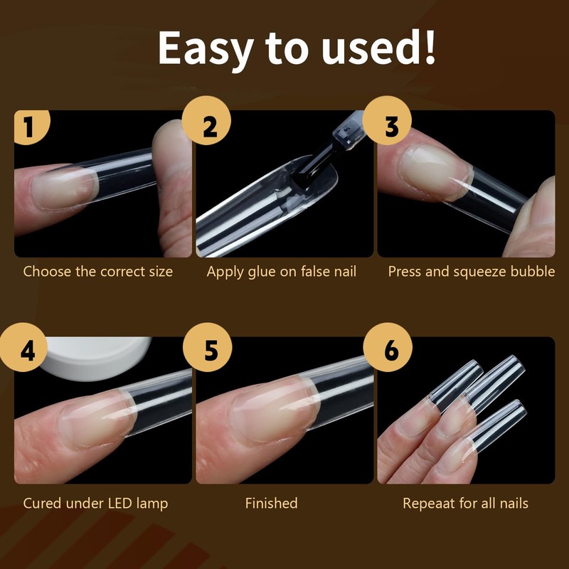 120 Pieces False Nails System Dual Nail Shape Matte Square
