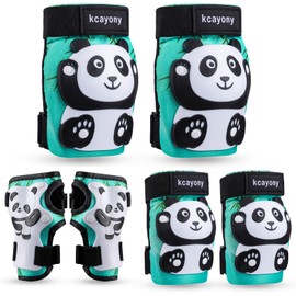 kcayony Kids Knee Elbow Wrist Pads Set for Boys Girls Age 3-15 Years, Protective Gear for Skateboard Bike Roller Skating Scooter Inline Skating Sports (Cyan, M(8-15years Old)(55-88lb))