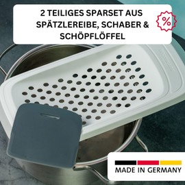 Westmark 611322E6 Spätzle Grater with Flexible Scraper, Spatzl + 1 Ladle, Gentle, ABS/PA, White/Grey/Black, 2-Piece Set
