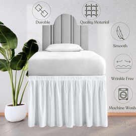 Dorm Bed Skirt Twin XL, Extra Long Dorm Room Bed Skirt, Dorm Room Bed Skirt for Extended Dorm Bed, College Dorm Bed Skirt,100% Microfiber Bedskirt White, Twin-XL /40" Drop