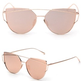 The Cheers Retro Women's Gold Cat Eye Sunglasses Retro Classic Designer Vintage Sunglasses (Rose Gold)