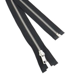 Trimz Open Ended Metal Zip, Black, 100cm