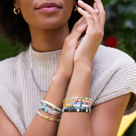 Scout Curated Wears - Good Karma Miyuki Bracelet - One Of A Kind - Mist/Salmon/Silver