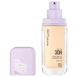 Maybelline Super Stay Lumi Matte Base de Maquillaje Líquida, Alta Cobertura con Acabado Mate Luminoso, Tecnología Lightwear 30H de Duración, Tono 110,