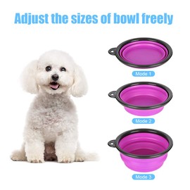 Emoly 2 Pack Large Size Collapsible Dog Bowl, Food Grade Silicone BPA Free, with Carabiner Clip Foldable Expandable Cup Dish for Pet Cat Food Water Feeding Portable Travel Bowl (Purple & Green)