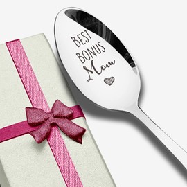 Best Bonus Mom Spoon Engraved Stainless Steel Funny, Love Quote Gifts for Stepmom Best Coffee Spoon Gifts for Birthday Christmas