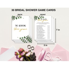 Bridal Shower Games - Greenery Engagement Party Game Cards For Wedding, Bachelorette Party - Bridal Shower Decorations - Wedding Shoe - 30 Cards(004)