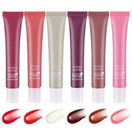 VRAIKO 2-in-1 Silky Lip Butter Balm & Lip Gloss, Hydration with Shea & Olive Oil Blend, Non-Sticky Moisture for Chapped Lips, Natural Ingredients (6 Colors)