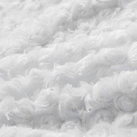 Simple&Opulence Plush Fluffy Throw Blanket Tridimensional Rose Pattern Soft Warm Microfiber Cozy Chic Shaggy Reversible Coverlet for Girls Home Décor Couch, 50"x 60", White