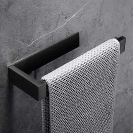 Hallyware Self Adhesive Hand Towel Holder SUS 304 Stainless Steel Towel Ring with No Drilling for Bathroom and Kitchen,Matt Black