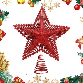 Christmas Tree Top Star, Gold 24cm Sparkly Pvc Christmas Tree Star for Top Of Christmas Tree for Christmas Party Home Decoration Supplies (red)