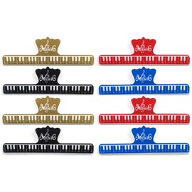 aloala Music Note Clip Stopper Keeper Piano Music Book Page Hold (Large Set of 8 Pieces, 4 Colors)