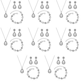 Bridesmaid Jewelry Set for Women,Pendant 18K Gold & Silver & Rose Gold Pendant Necklace Earrings Bracelet Set,Dainty Gift for Wedding/Proposal/Party/Anniversary