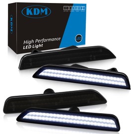 KDM LED Smoked Lens Fender Side Marker Reflectors Lights Dual Rows Bright White, Compatible for 2010-2014 Ford Mustang Assembly Front & Rear Side Bumper Marker Lights，Pack of 4
