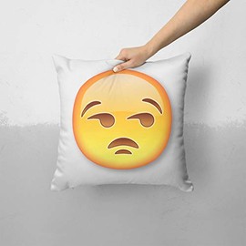 iiRov Meh Emoticon Emoji - Custom Decorative Home Decor Indoor or Outdoor Throw Pillow Cover for Sofa, Bed or Couch Cushion (Pillow CASE Cover ONLY)