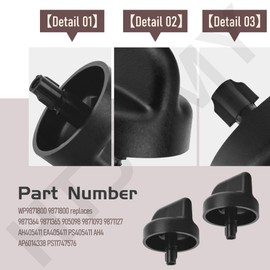 2 Pack WP9871800 9871800 Trash Compactor Knob Rotary Switch - Bkack Replaces 9871364 9871365 905098 9871093 AH405411 EA405411 Compatible with Whirlpool Models MTUC7000AWB0 MTUC7000AWB1 MTUC7000AWB2