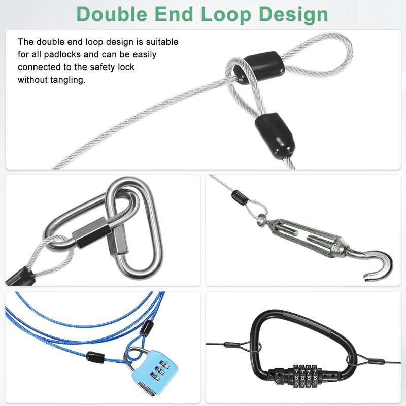 M METERXITY 5-Pack Security Cable Lock, 4FT 5mm PVC Coated