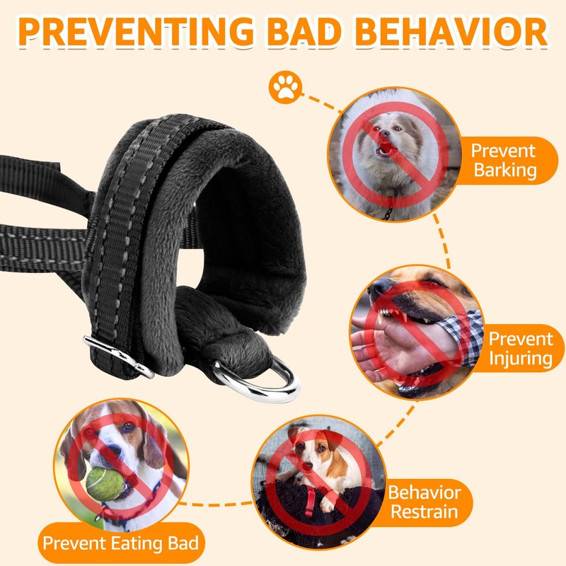 SlowTon Nylon Dog Muzzle, Adjustable Loop, Soft flannel Padding, Comfortable