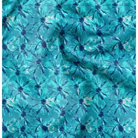 Soimoi Blue Cotton Cambric Fabric Batik Tie-Dye Fabric Prints by Yard 58 Inch Wide