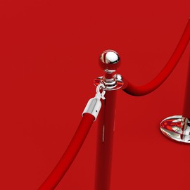 Pack of 2 Stainless Steel Rope End Caps for Barrier Ropes - Robust End Caps with Hooks for Versatile Applications in Event Decoration