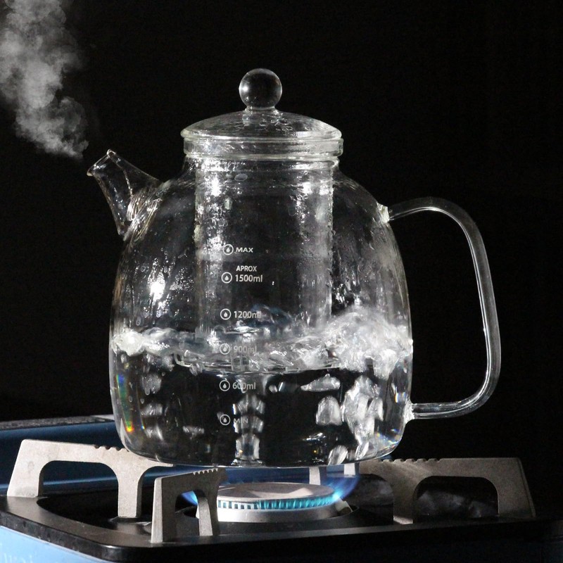 high borosilicate glass kettle with scale markings, a 2000ml water