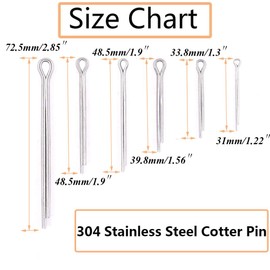 SpzcdZa 100pcs 304 Stainless Steel Cotter Pin Clip Key Fastner Fitting Assortment Kit for Automotive Mechanics Small Engine Repair，Automotive, Mechanics, Car Garage, Power Equipment, Cars, Trucks Law
