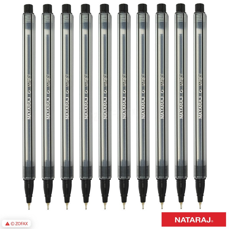 NATARAJ Mist Fine Tip Smooth Ballpoint Pens (10 x 0.7mm