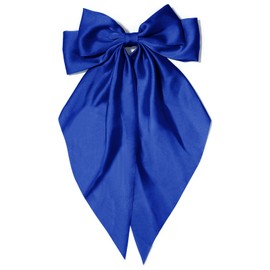 Large Hair Bows for Women Royal Blue Silky Satin Hair Bow Hair Clips Long Tail French Hair Ribbon Coquette Bows Hair Barrettes for Girls