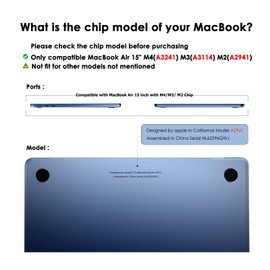 eleger Anti-cracking Case compatible with MacBook Air 15 inch M4 A3241 M3 A3114 M2 A2941, 2025 2024 2023 Release, Blue TPU Bumper & Hard PC Shell, Matte Midnight
