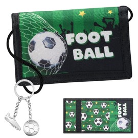 LPZMPZ Neck Pouch Children's Purse Boys Football Motif Children's Purse Boys with Football Keyring for Teenagers Boys Girls, Black; Green, Casual