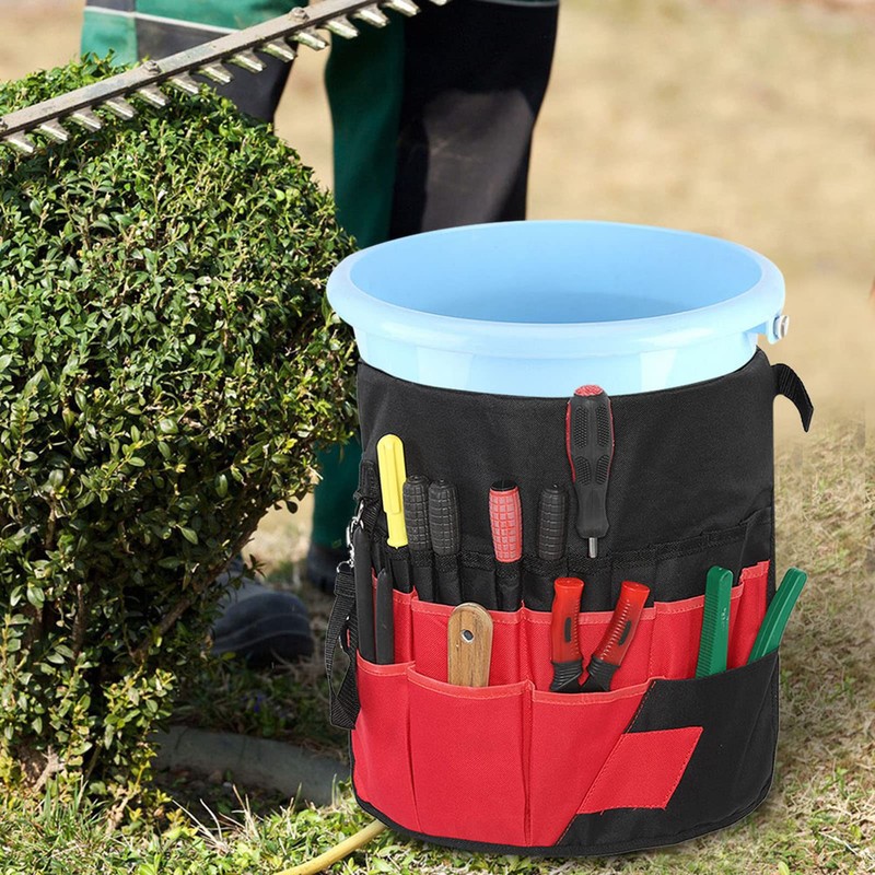 Nimomo Garten-Eimer-Werkzeugtasche, Vielseitig Einsetzbar, 42 Taschen, Garten-Eimer-Tasche, Organizer, Gartengeräte-Halter für