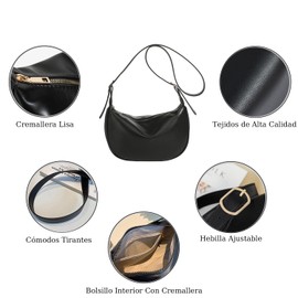 Bolsas Crossbody para Mujer Cruzado-Bolso Bandolera PU Bolsas de Hombro Gran Capacidad Bolso de Moda Impermeables Correas Ajustables de Viaje-Riñonera, Cruzada Bolso de Pecho con Bolsillos Cremallera