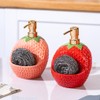 WAIT FLY Ceramic Strawberry Soap Dispenser with Sponge Holder, Refillable