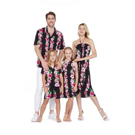 Matchable Family Hawaiian Luau - Ropa de hombre y niña en color rosa hibisco, color negro, Leggings para mujer, X-Small-Small