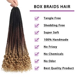 Crochet Box Braids Hair with Curly Ends 7 Packs Pre Looped Crochet Braids Goddess Box Braids Crochet Box Braid Hair(14 inch,1B/30/27)