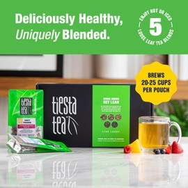 Tiesta Tea - Green Tea Gift Box | Loose Leaf | Medium Caffeinated Variety Pack | Make Hot & Iced Brews | 5 Pouches of Assorted Blends with Chinese Gunpowder, Chinese Jasmine, and Fruity Green
