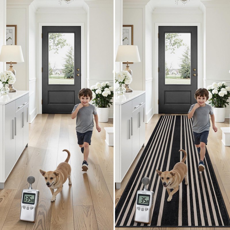 Beeiva Striped Runner Rug for Hallways, 2x6 Washable Runner for
