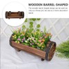 Rustic Half Barrel Planters 2Pcs Wooden Flower Pot for Yard