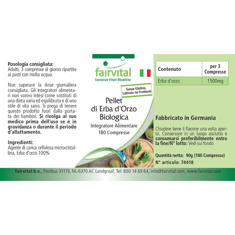 Fairvital | Bio Gerstengras Presslinge - 180 Tabletten - Hoch